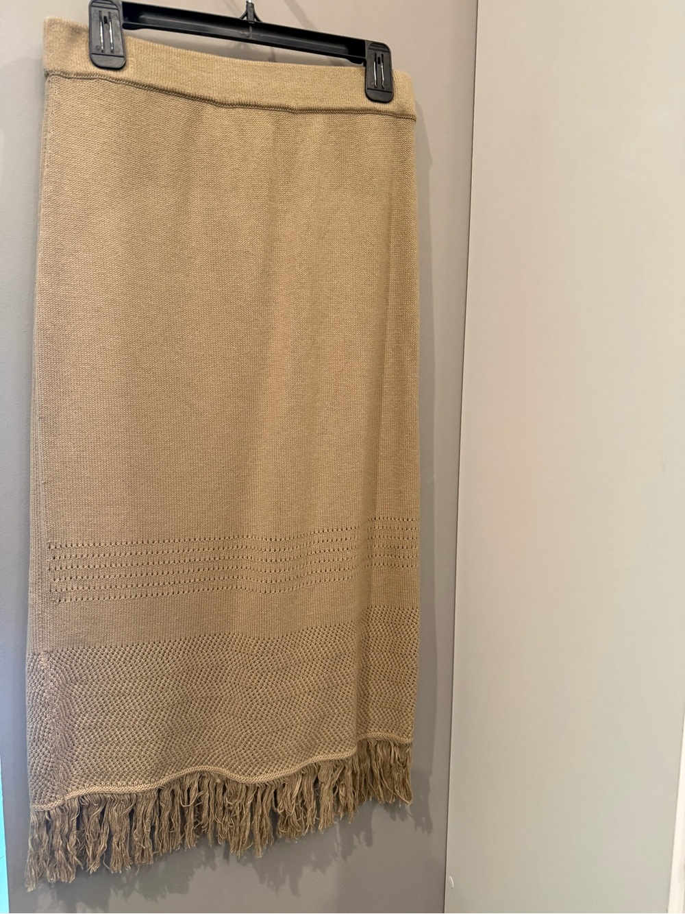 Banana Republic Tan Knit Fringe Midi Skirt